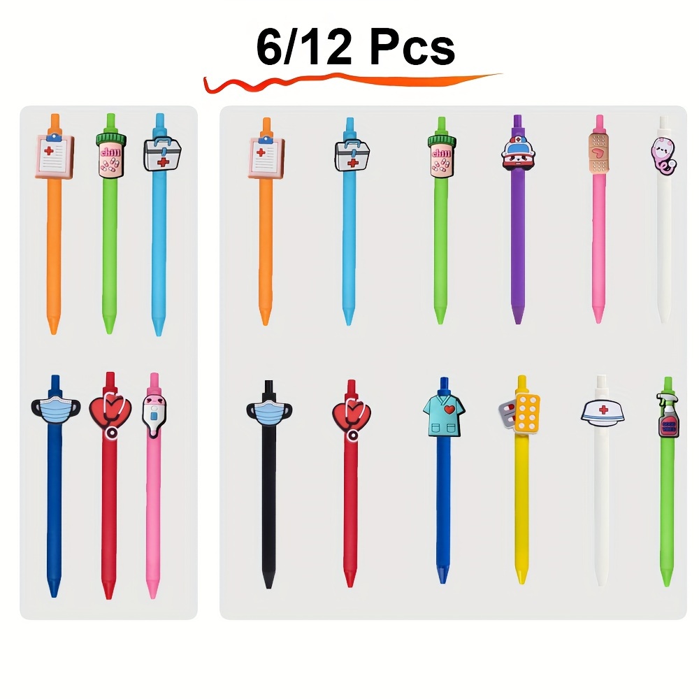 

6/12-pack Fun & Cute Nurse Gel Pens - Black Ink, Perfect Gift For Nurses And Medical Assistants Nurse Pens Pens For Nurses