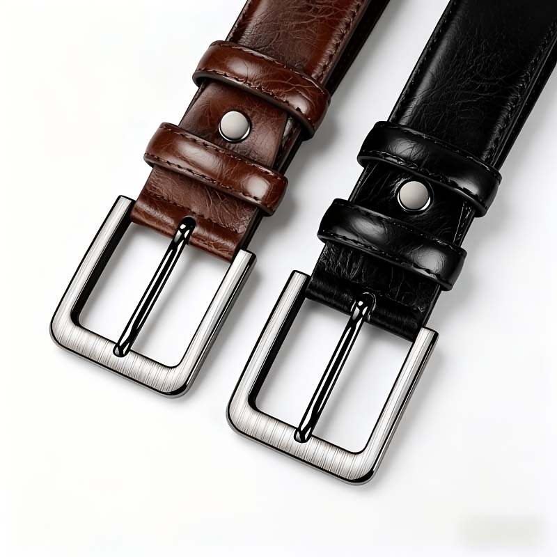 Men's Split Leather Alloy Buckle Belt, Business Casual Versatile Design