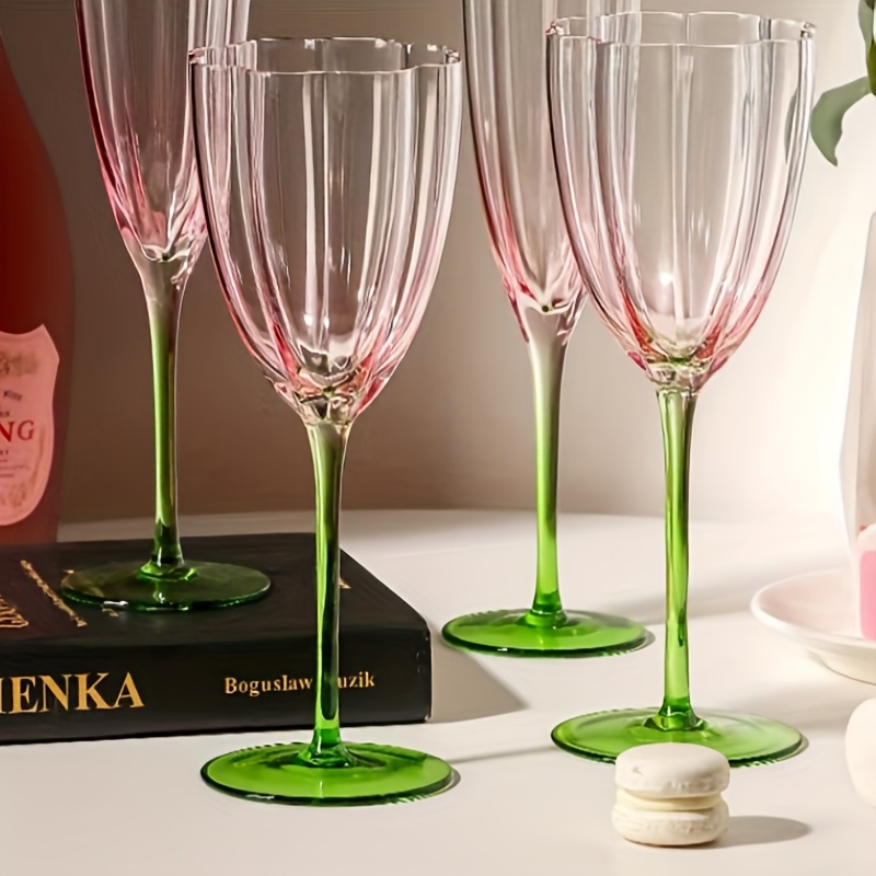 2pcs retro petal crystal glass wine glasses artistic - Temu