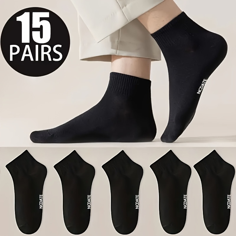 Image of 15 Pairs Of New Breathable And Sweat-absorbing Solid Color Socks For Spring And Summer, Soft And Comfortable, Unisex, With Casual Shoes, Sports Shoes, And Business Shoes, Sweat-resistant