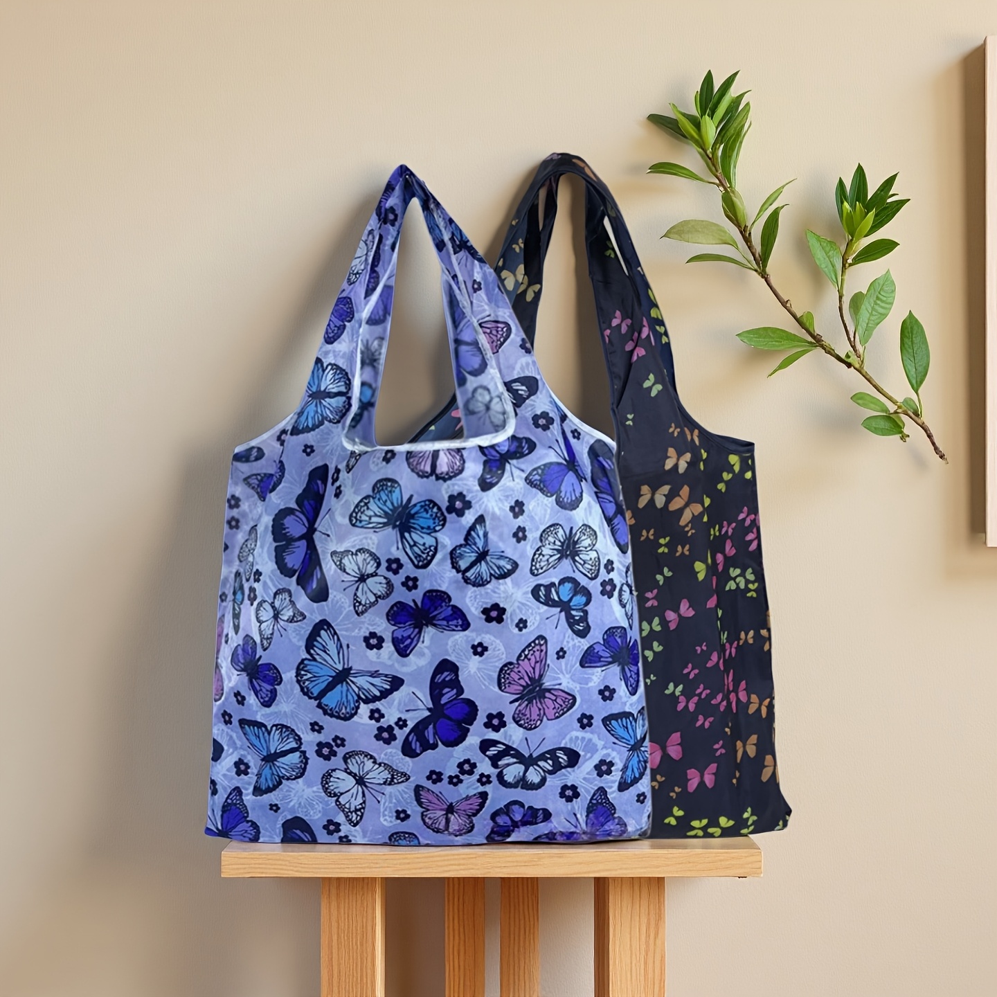TEMU 2pcs Foldable Shopping Bag, Made Of Polyester, Is The For Mothers. Reusable, Lightweight, And Portable, Making It Suitable For