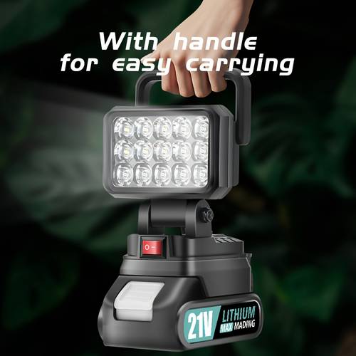 immagine dell'articolo lampada portatile a led ad potenza con a batteria, adatta per makita, , luce da campeggio, luce portatile, torcia elettrica, applicabile per interruzioni , emergenze, escursionismo, illuminazione notturna, una batteria di ricambio