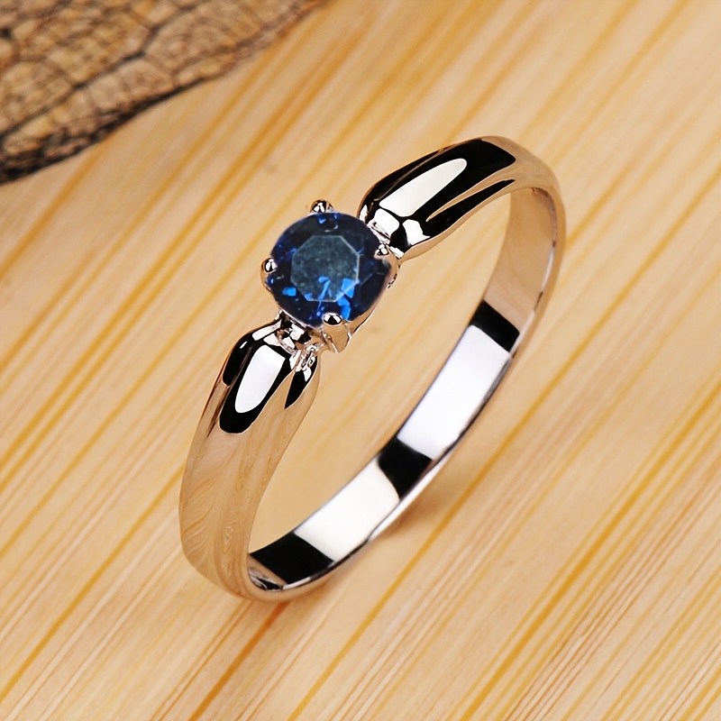 TEMU 1pc Women's Engagement Ring - Elegant And Minimalist Four-claw Design - Set With Synthetic Zirconia, A Ring Suitable For Daily Wear, Parties,
