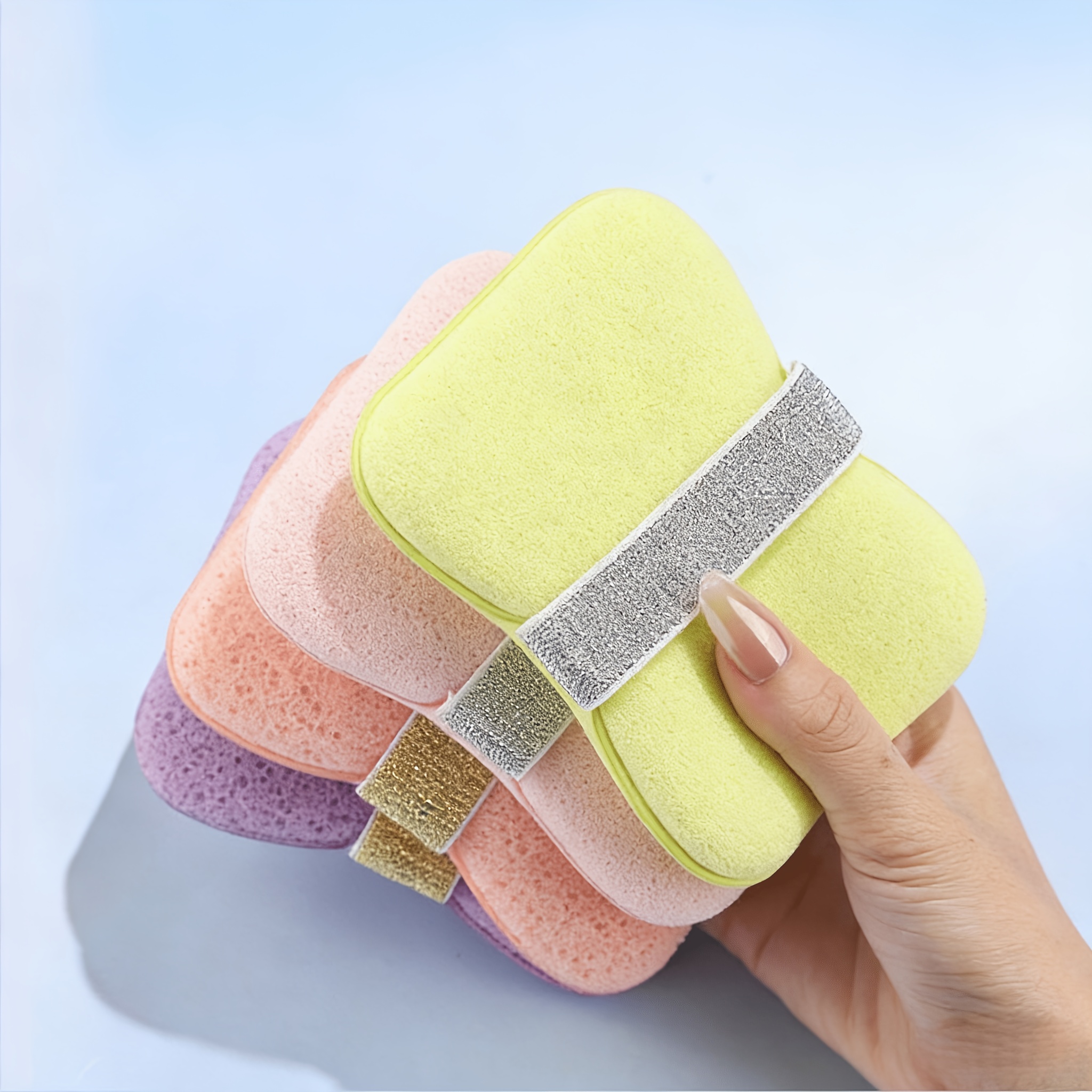 2pcs Bath Sponges Set with Hook and Magic Exfoliating Sponge