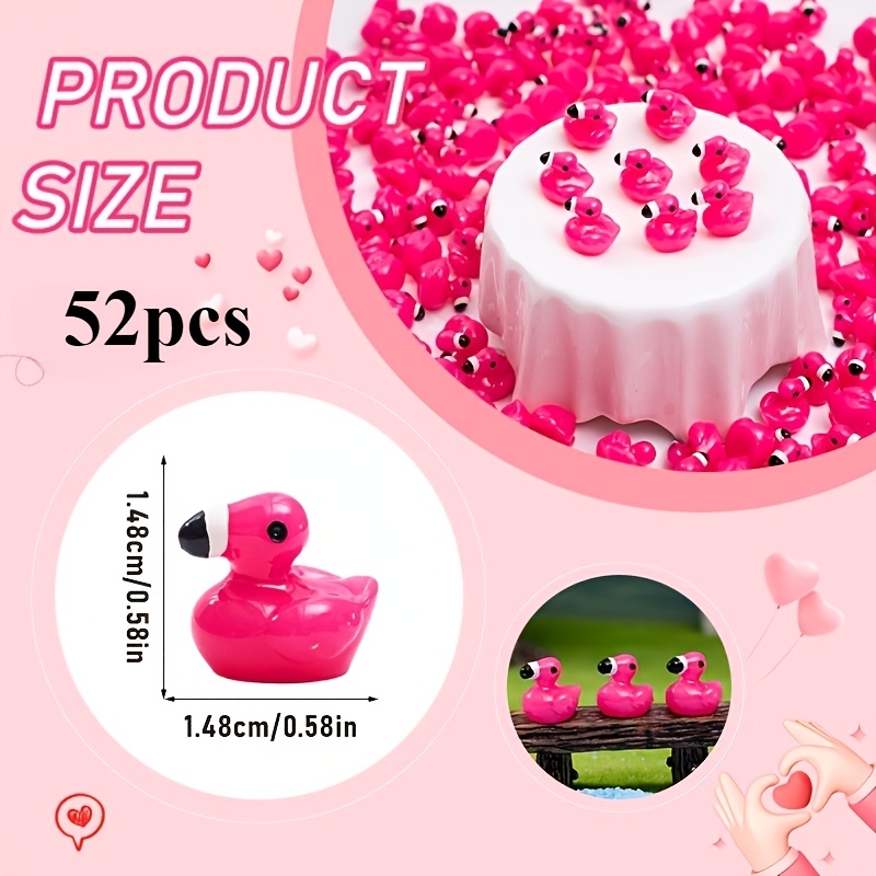 TEMU 52pcs Pink Romantic Flamingo Resin Ornaments, Valentine's Day Decorations, Valentine's Day Gifts, Cute Cartoon Flamingo Shapes, Aquarium Toy