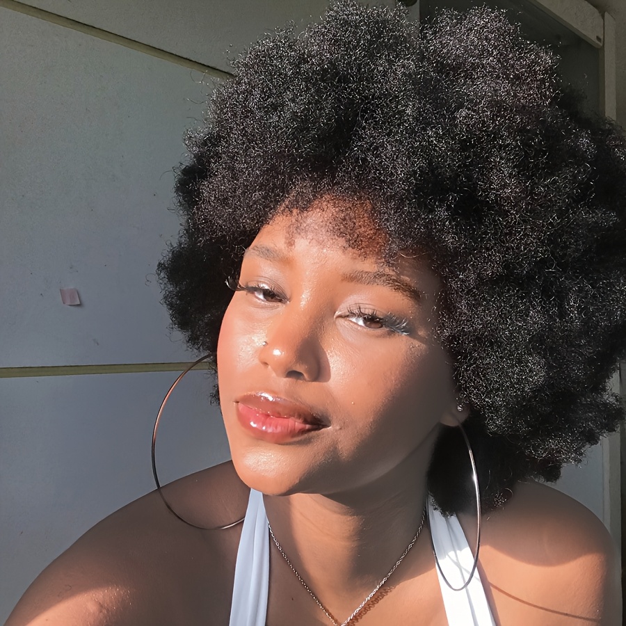 womens afro human hair wig curly Temu Bahrain