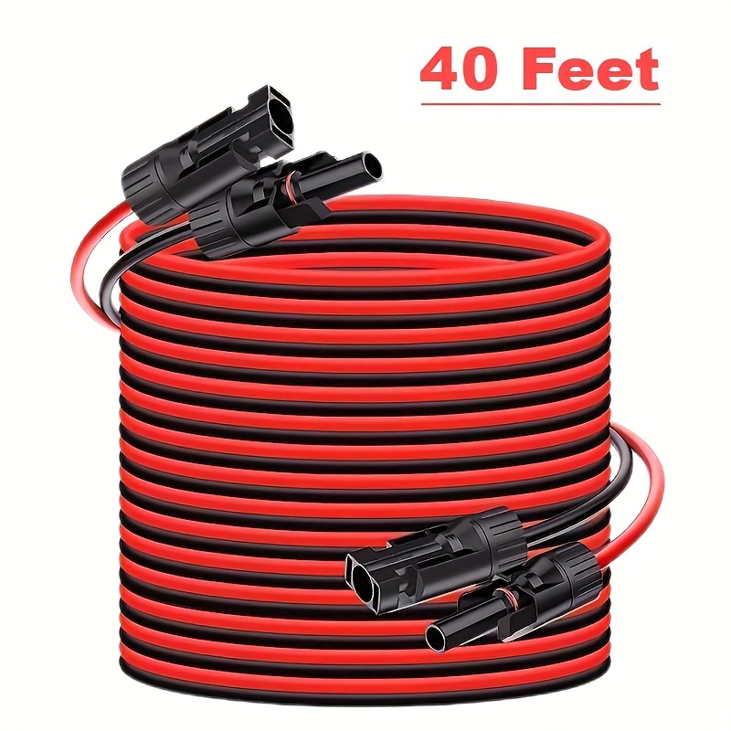 Solar Panel Extension Cable, 30 Feet/ Tin-plated Copper Wire With Female And Male Mc4 Connectors For Rv, Photovoltaic System