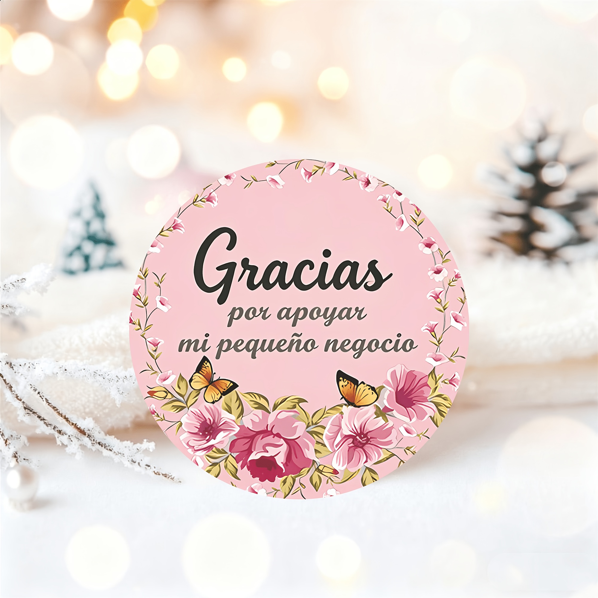 TEMU 54 pegatinas florales en español de agradecimiento, "¡Gracias por apoyar tienda!", pegatinas redondas, adecuadas para empaques de pequeñas