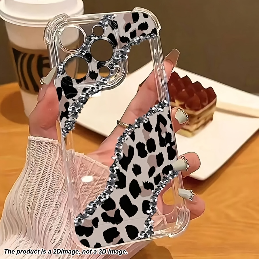 TEMU Custodia per telefono - Patchwork Leopard Print Anti-caduta Custodia per telefono spaziale adatta per Apple 17/16 Pro Max/16 Plus/16/16 Pro/15