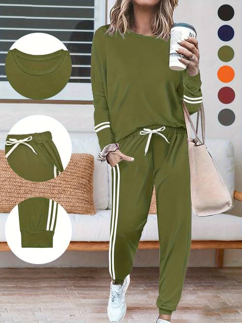 womens autumn winter set with round neck long sleeves