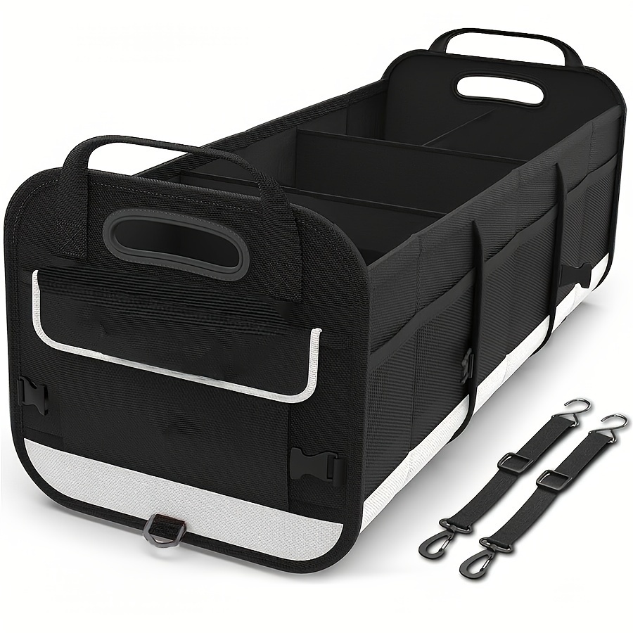 

Large Car Trunk Organizer With 5 Compartments, Reinforced Handle, And Securing Straps For Car, Suv, Truck, And