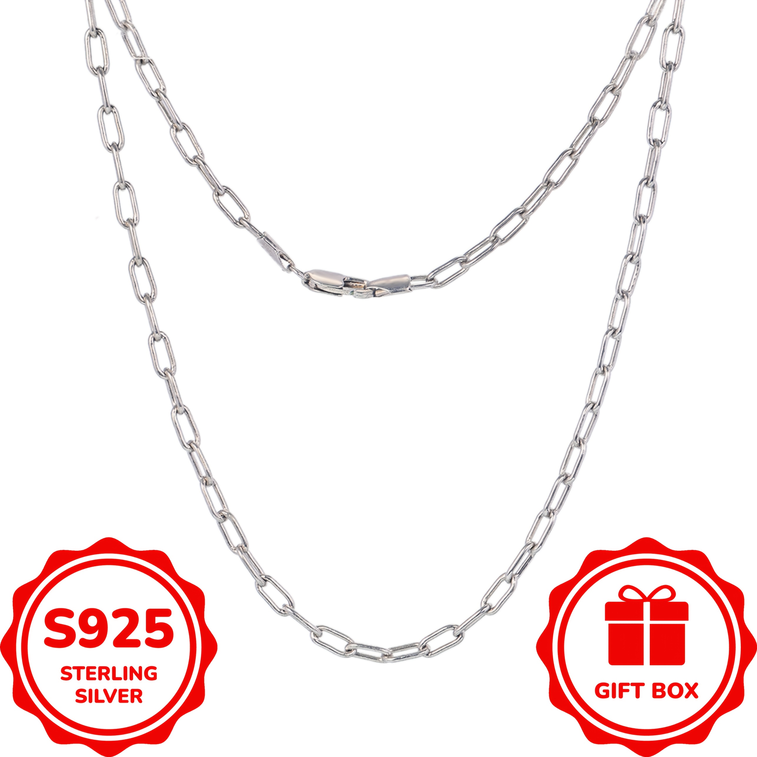 

925 Sterling Silvery Lobster Women's Necklace, Classic Fashion Simple, Suitable For Men And Women, Anniversary Day Birthday Gift , Comes With Gift Box