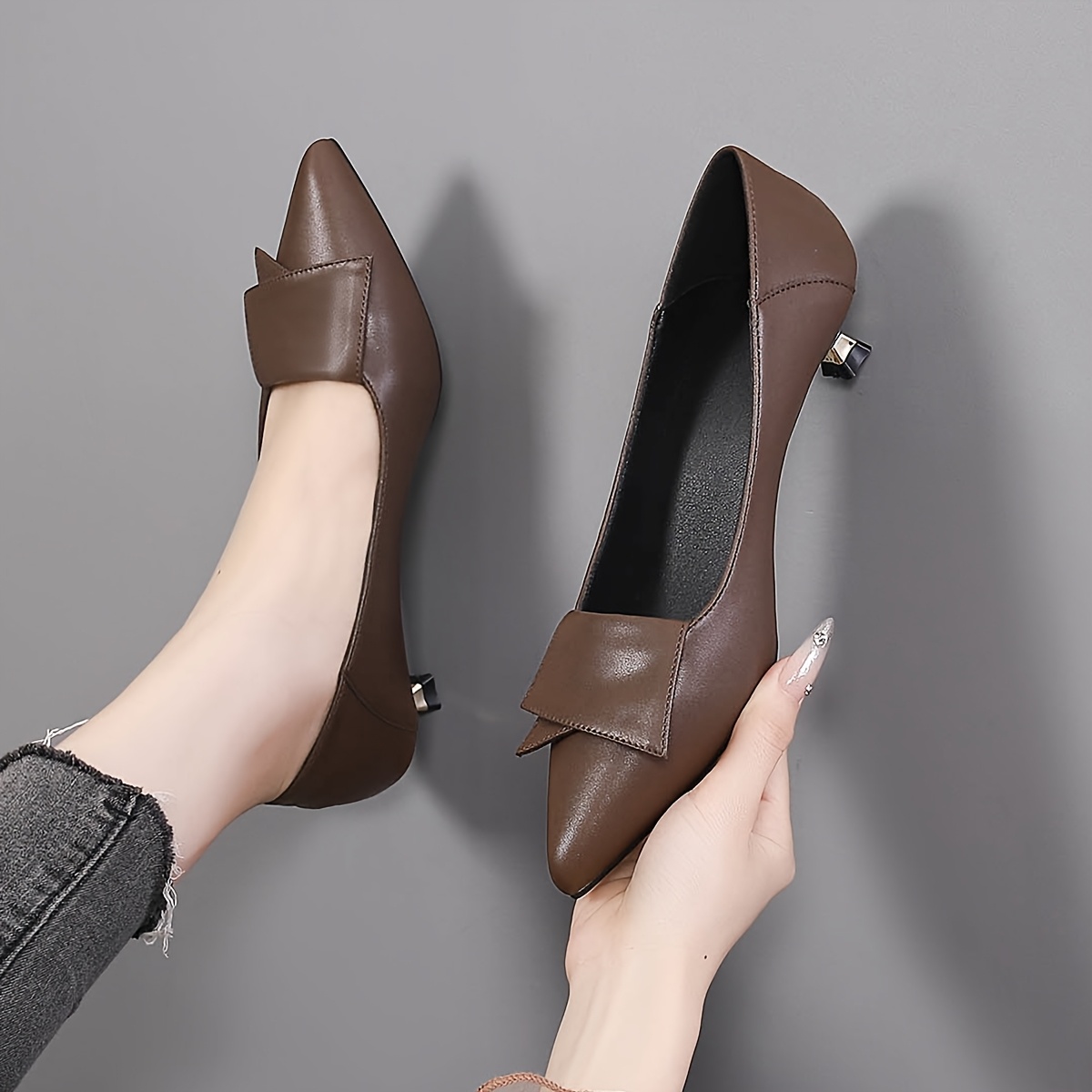 tacones elegantes marrones punta mujer zapatos Temu Ecuador