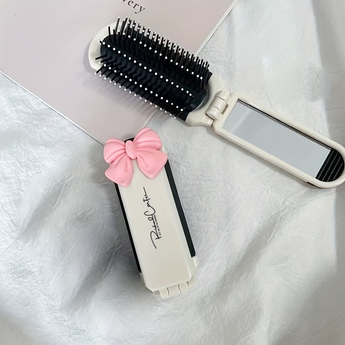 

1pc Folding Comb Compact Portable Airbag Air Cushion Comb Scalp Massage Comb And Mirror Integrated Suitable For Travel Outgoing Uses