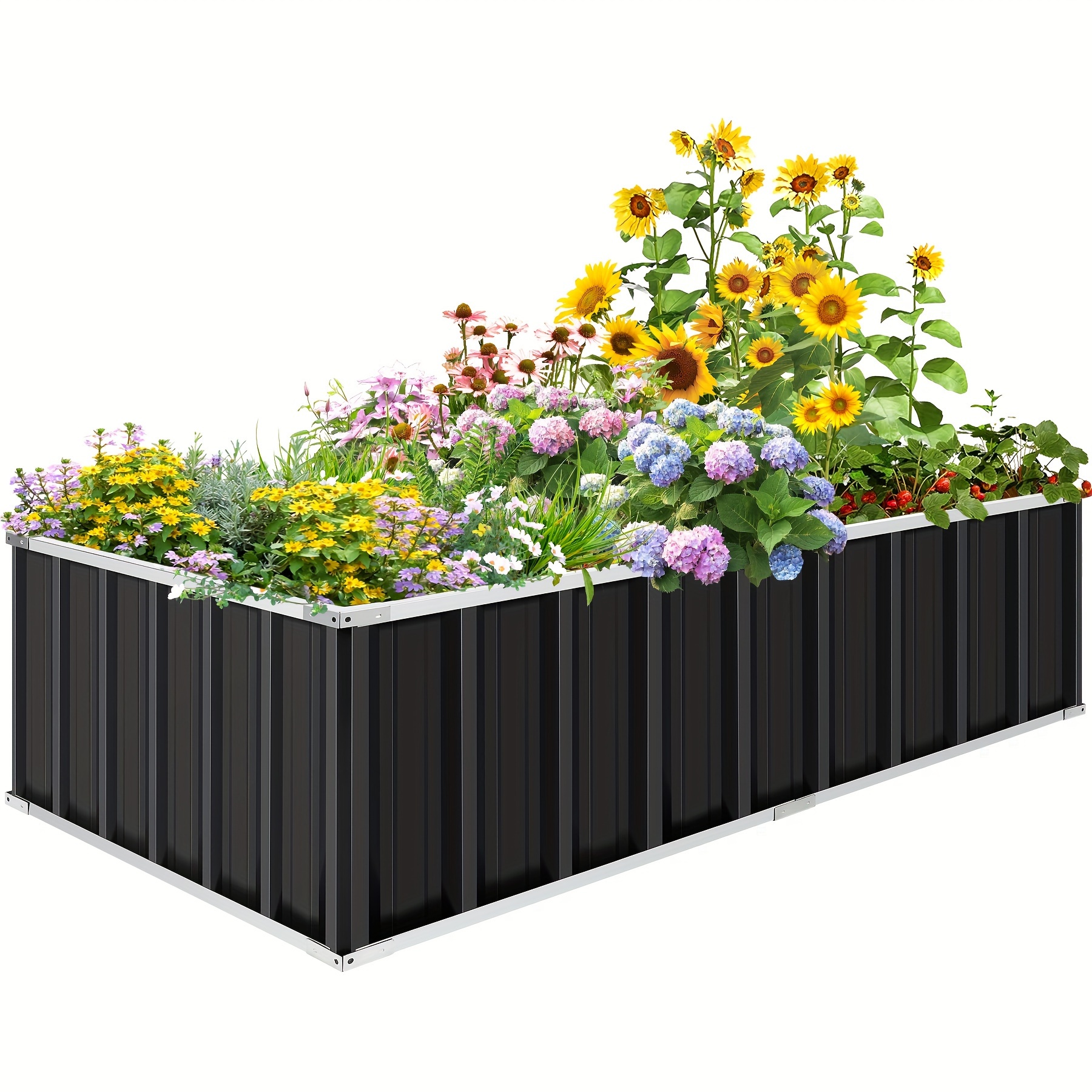 

Metal Patio Raised Garden Bed, Outdoor Flower Pot Planting Box, Removable Frame, Suitable For Vegetables, Flowers, Green Plants 5.6ftx3ftx1.5ft