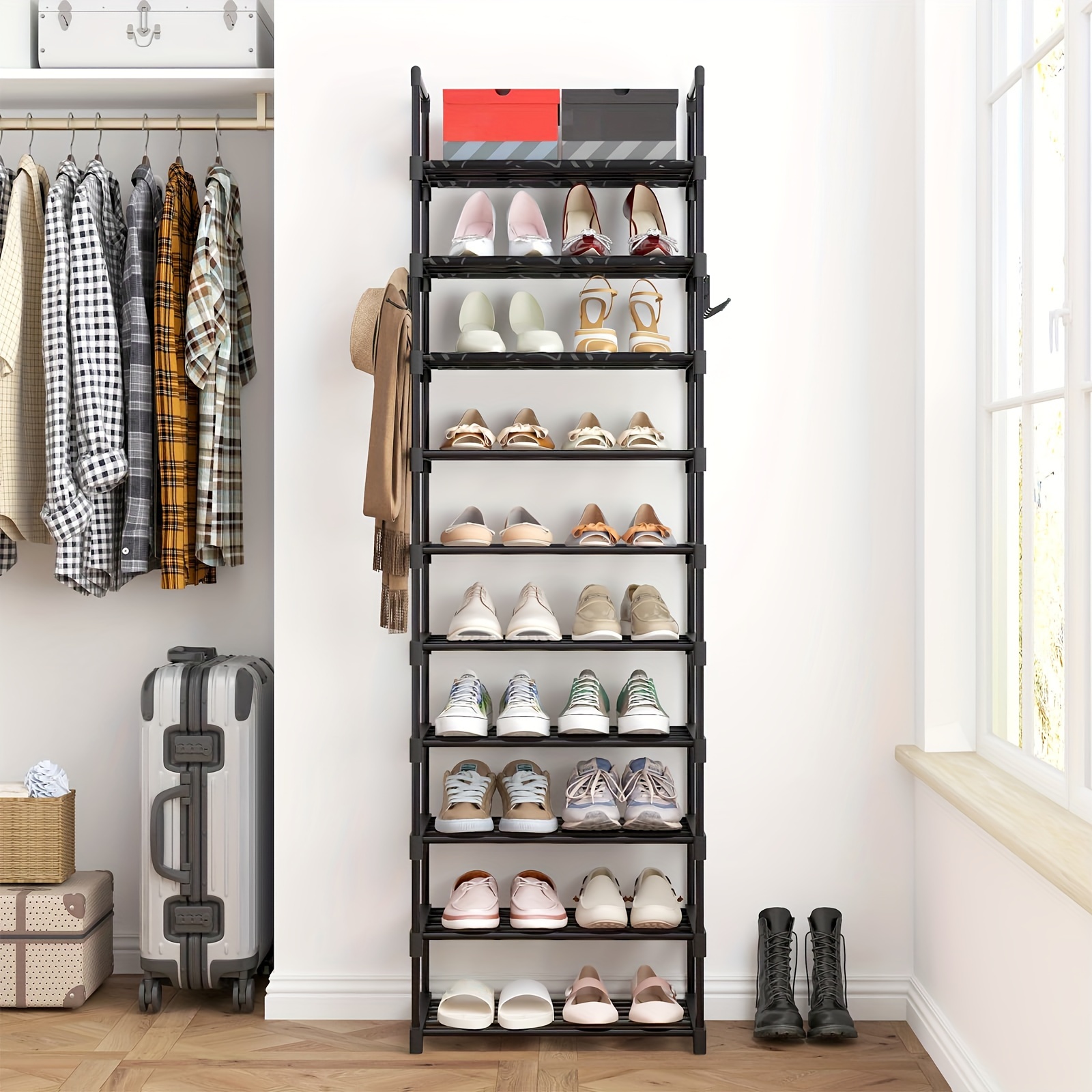 Shoe Storage, 10-Tier Shoe Rack Organizer for Closet 20 Pair hot Narrow Shoes Shelf