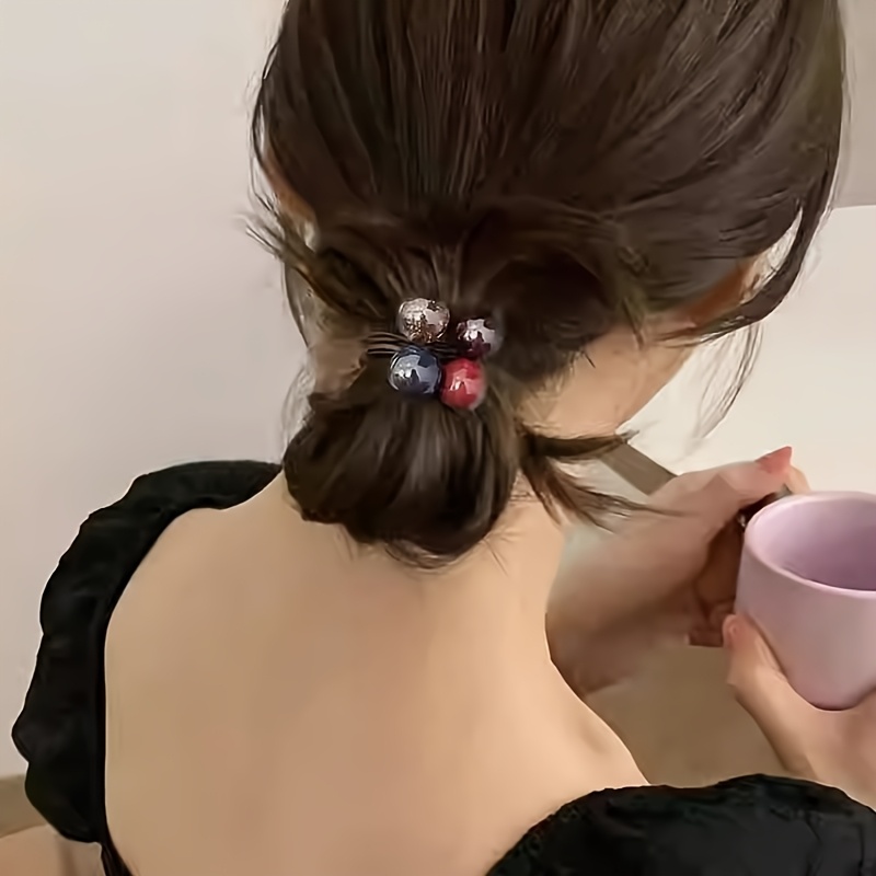 12pcs High Elastic Beaded Hair Ties for Women