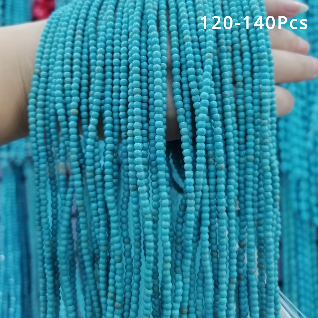 Image of 120-140pcs Of 3mm Natural Turquoise Beads, Suitable For Making Necklaces And Bracelets, Fashionable And Beautiful, Perfect For Diy Handicrafts