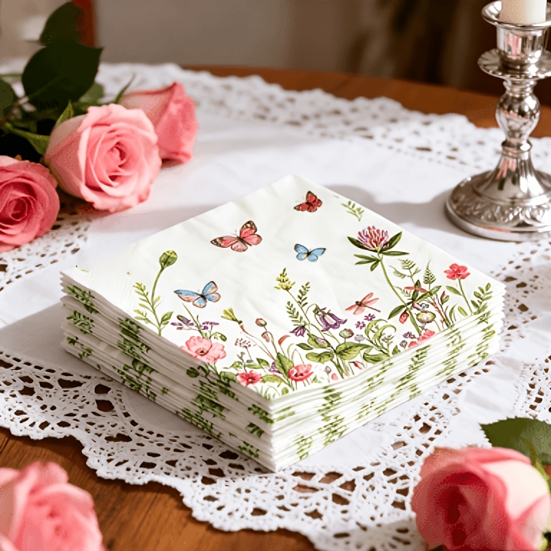 TEMU 15 Count And Printed Disposable Napkins, Botanical Paper Napkins For Garden Party, Birthday And Holiday Table Decoration For Halloween、christmas