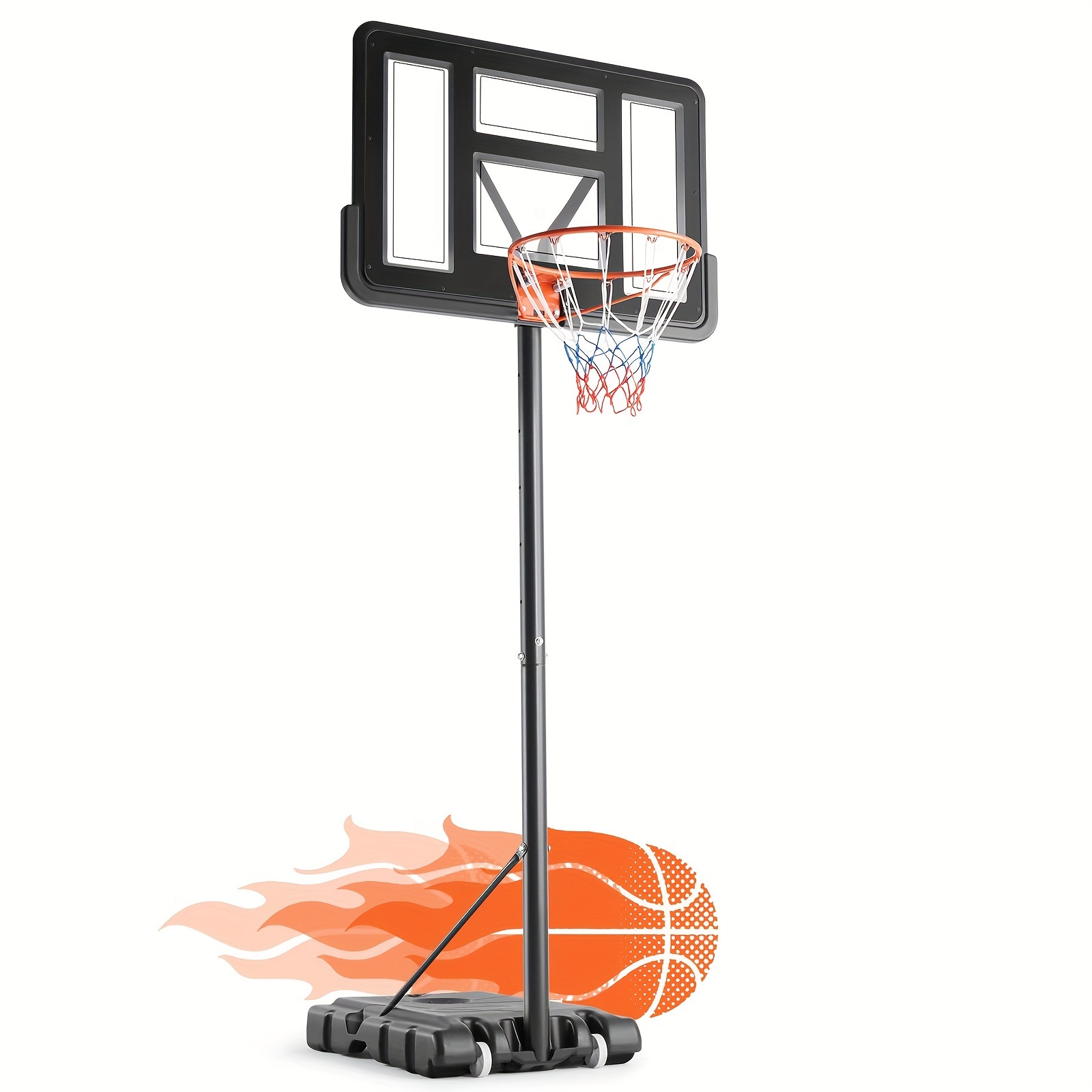 

Smug 4.2-10ft Adjustable Height Portable Basketball Hoop Outdoor, 44 Inch Shatterproof Backboard With Shock Absorbent Rim, Fillable Base, 2 Wheels For Swimming Pool And Indoor