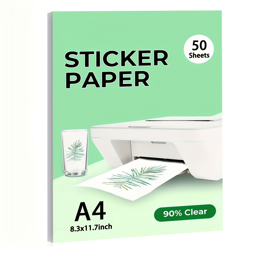 

50 Sheets Of 8..7 Inch Transparent Smooth Stickers - Compatible With Inkjet And Laser Printers, Used For Diy Crafts, Christmas And New Year Theme Printing Stickers, Stick To Your Areas