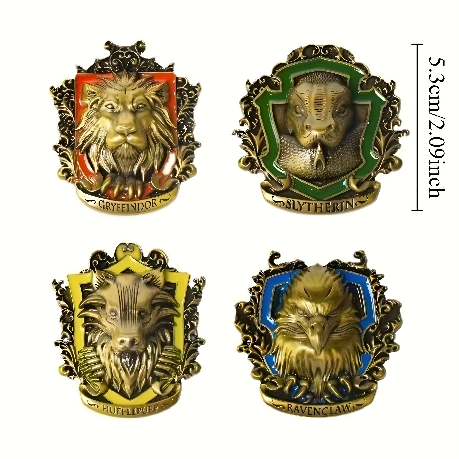TEMU 4pcs Harry Potter Hogwarts School Of And 3d Enamel Pin Set, Includes Gryffindor, Hufflepuff, Ravenclaw, Slytherin, Suitable For Backpacks, Daily