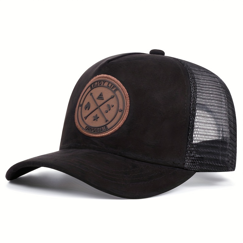 TEMU Suede-style Mesh Baseball   - Adjustable, Breathable & Lightweight Trucker Hat For Men And Women