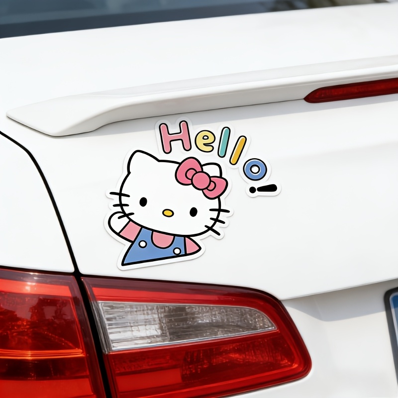 item picture   sanrios new car wave in english kitty cat engine hood door   tank cover   for windows bumper sticker motorcycle body sticker