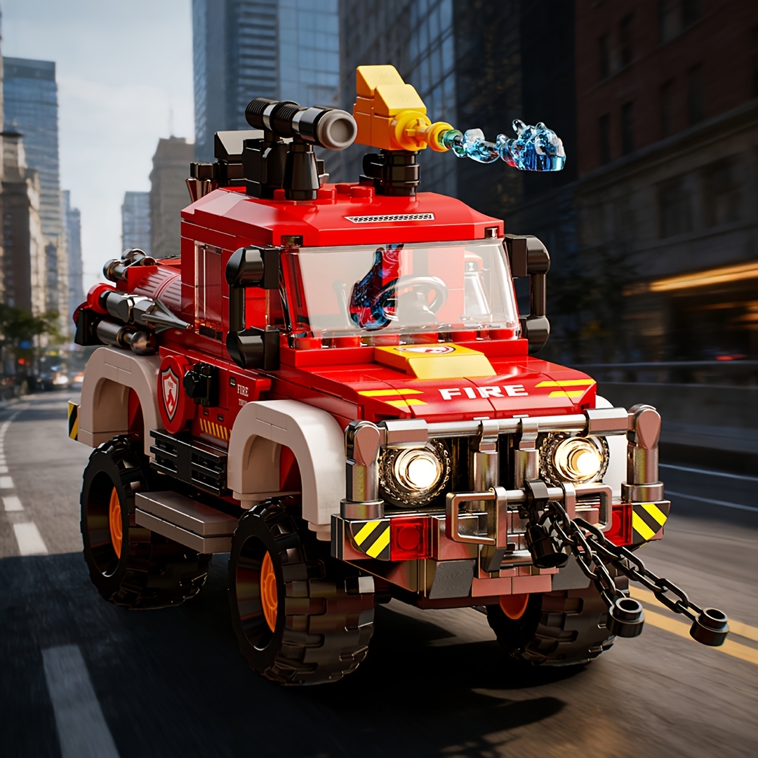 500pcs+ Fire Off-Road Car Building Blocks Model