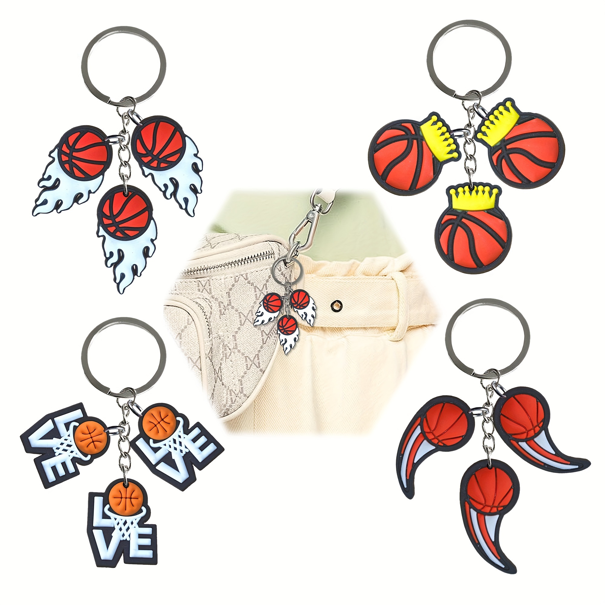 Cartoon Basketball Keychain Creative Sport Design Key Chain - Temu Canada