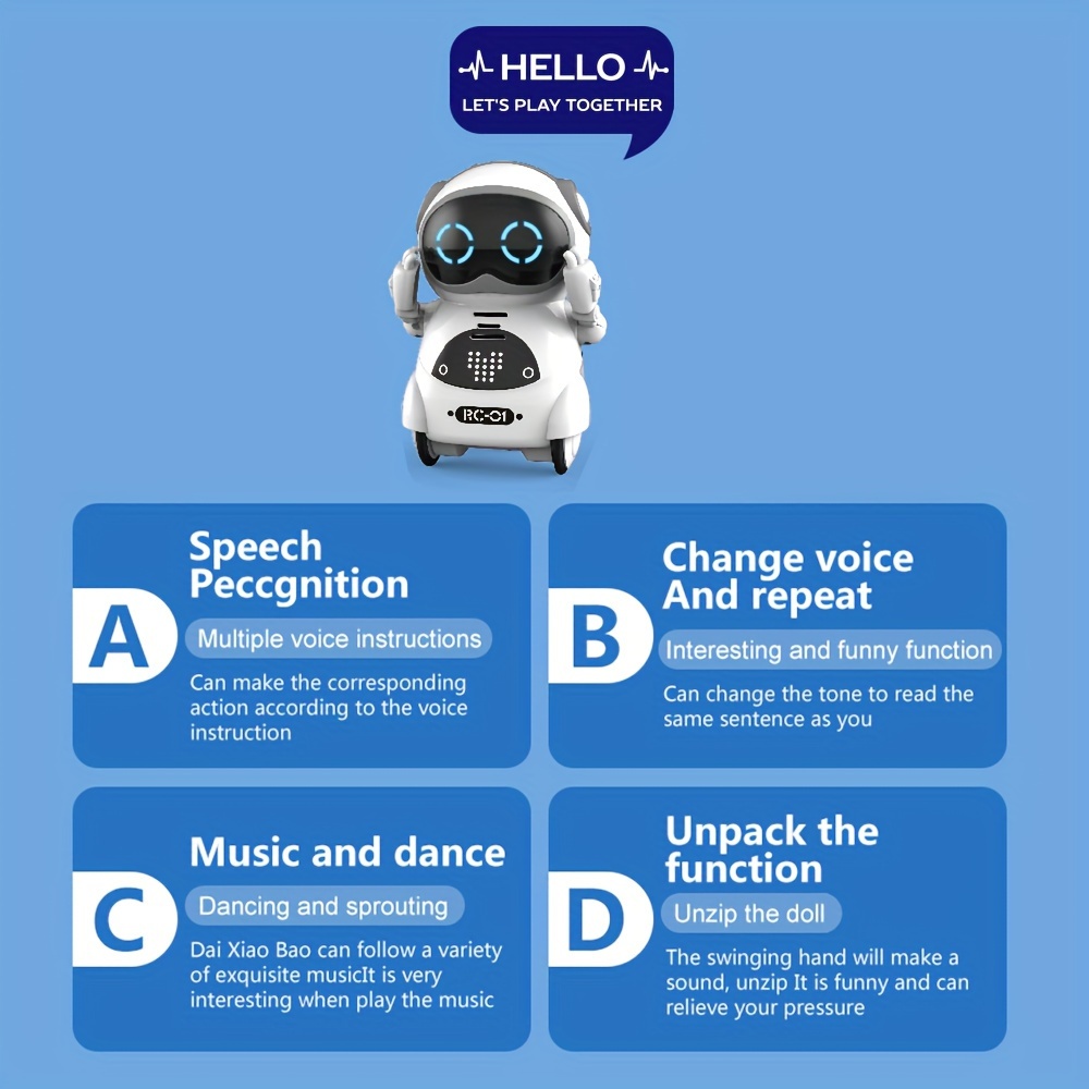 interactive mini rc robot toys talking singing dancing storytelling perfect gift for kids christmas halloween thanksgiving gifts battery not included details 3