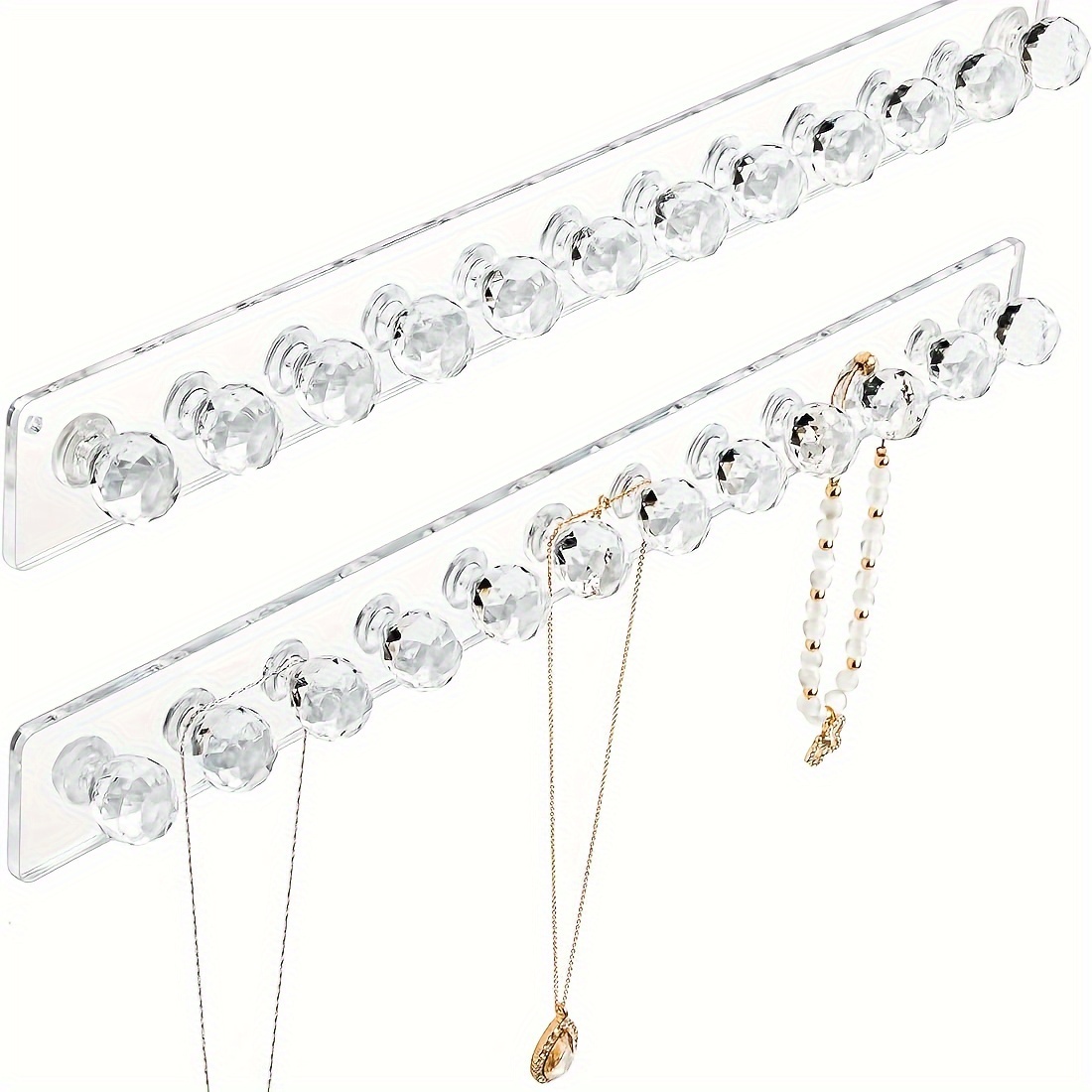 

1-pack Acrylic Necklace Holder, Wall Mounted Jewelry Organizer, Transparent Bracelet And Accessories Display Rack For Home Decor