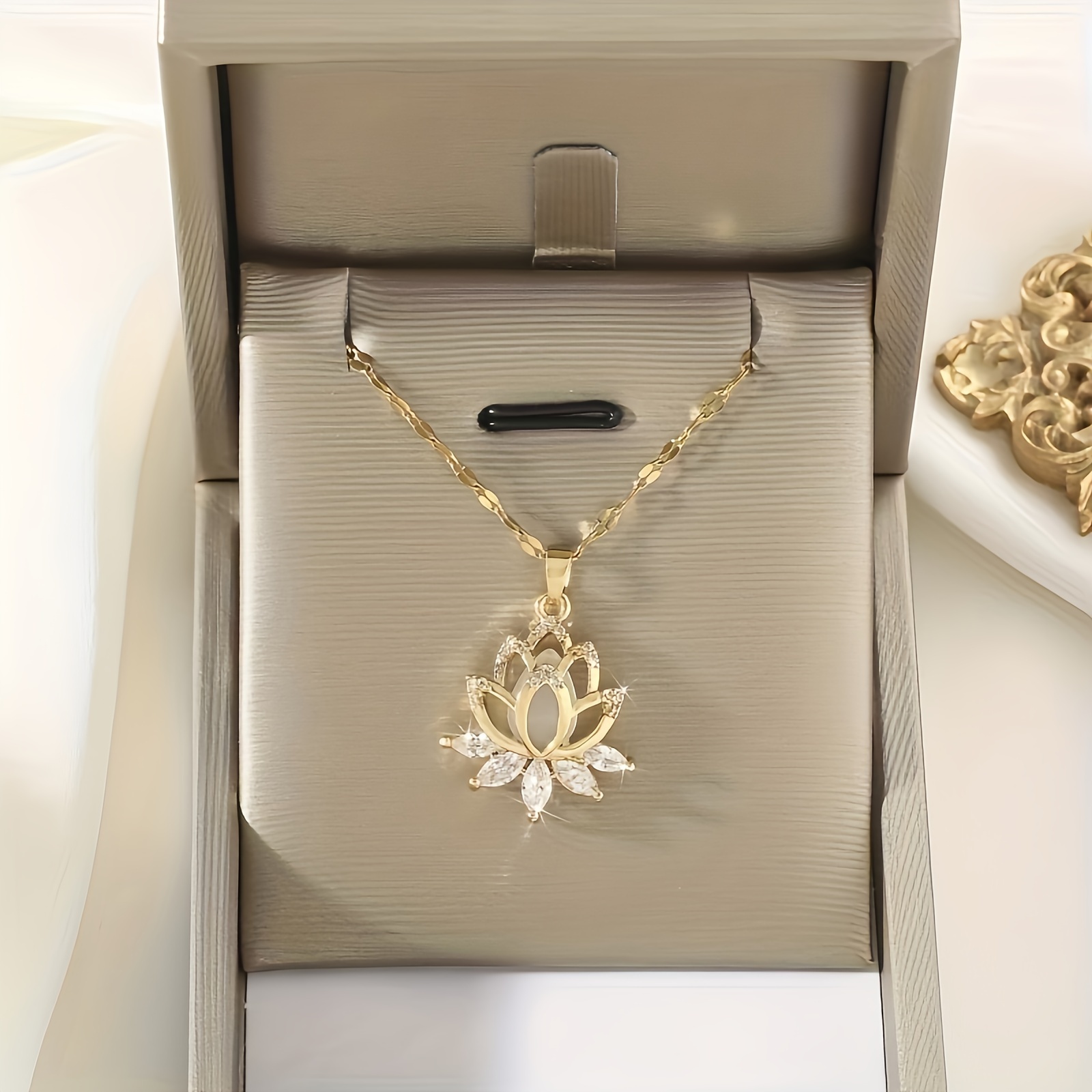 

Elegant And Stylish Lotus Pendant Necklace, Birthday Gift For Men