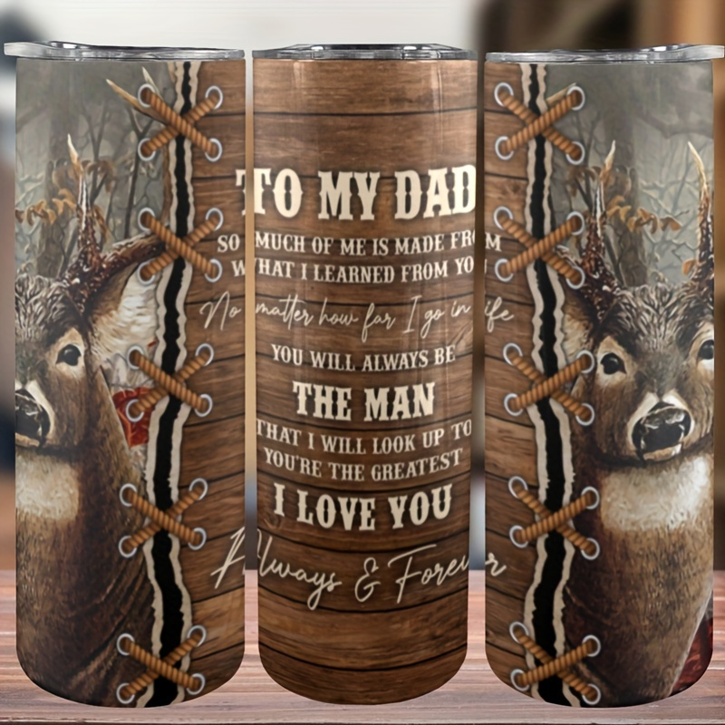 

20oz Deer-themed Insulated Stainless Steel With Straw - Perfect Birthday Or Christmas Gift For Dad, '' Engraved, Best For Christmas