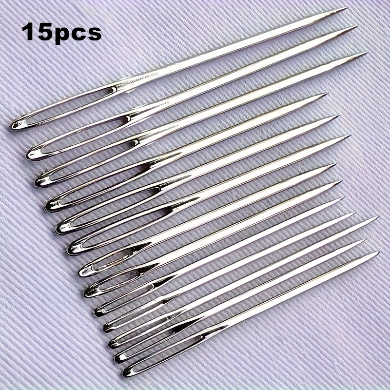 15pcs Random Size Needle Hand Sewing Needle Cross Stitch Needle Large Hole Faux Leather Sewing Ribbon Embroidery Needle Thick Sweater Wool Needle Woolen Thread Thick Needle