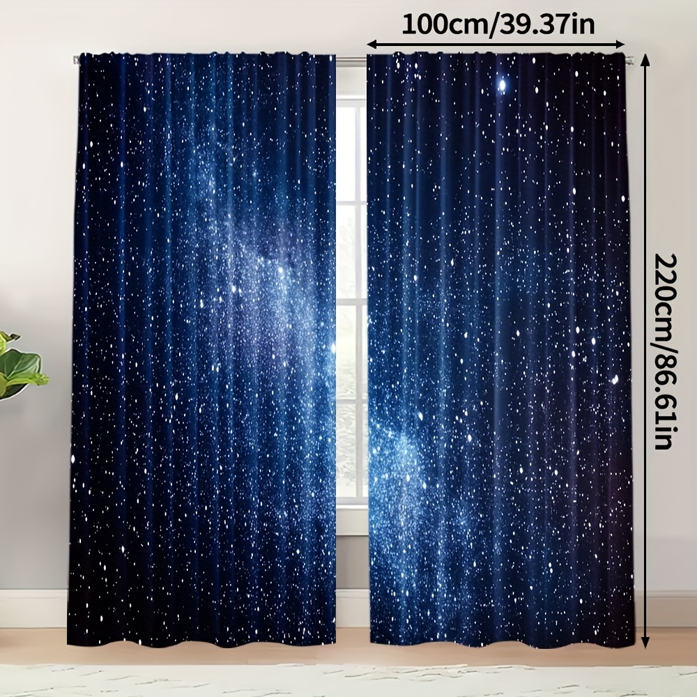 TEMU 2pcs Pattern Light-filtering Curtains, Contemporary Arts Theme, 100% Polyester, Machine Washable, Rod Pocket Hanging, Ideal For Bedroom & Rooms,