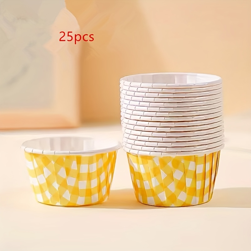 E-shop 25er-Packung Bunte Karo Backformen | Einweg Cupcake- und Muffin-Formen für Heimöfen, Bäckereien, Hochzeiten, Geburtstage, Feiertagsfeiern |