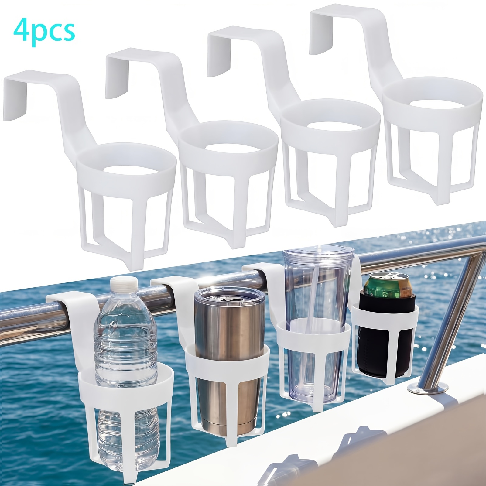 4pcs Marine Boat Rail Cup Holder No-drill Cruise Boat Rail Cup Holder For Drinks Mugs Water Bottle Gifts