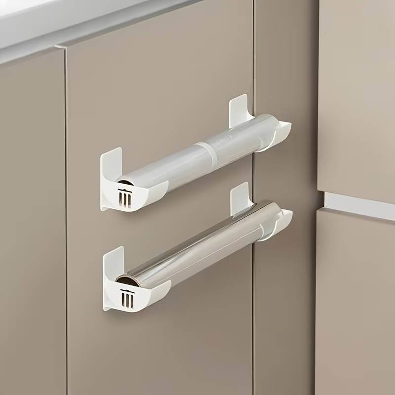 TEMU Lot de 4 supports muraux ABERZEY pour sacs poubelles de cuisine et rouleaux de film alimentaire en plastique, adaptés au rangement sur porte de