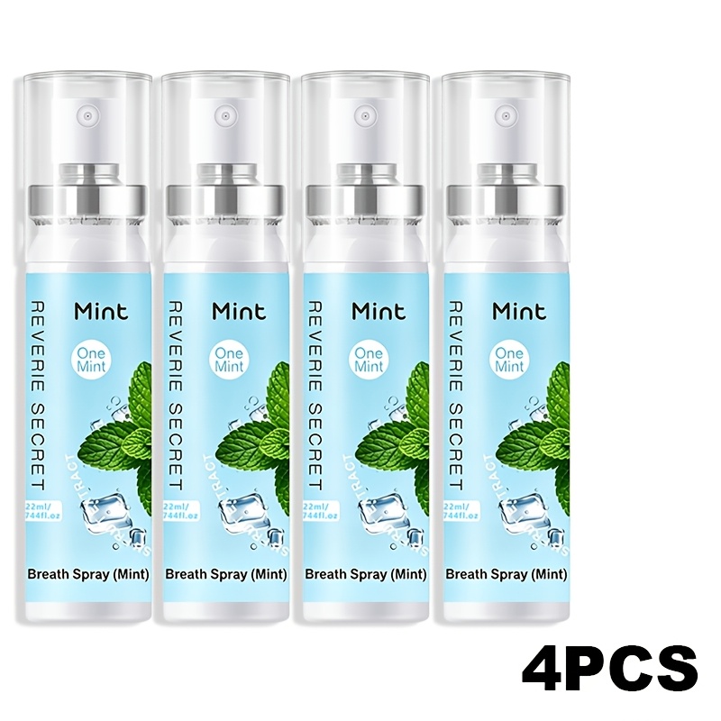 Image of 4pcs Mint Flavor Oral Spray, Breath Spray, Long-lasting Fragrance, For Use Before Dates And After Meals, Suitable As A Gift For , Holiday Gift, Mother's Day Gift, 22ml*4