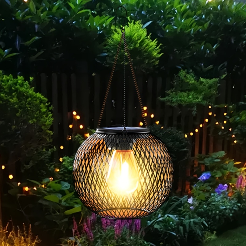 E-shop Solar Hängeleuchten - Solarbetriebene Außenlaternen mit Kette, automatisches Ein/Aus, Metallbeleuchtung für Garten, Terrasse, Hof, Veranda,