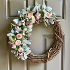 1 7 inches spring and summer floral wreath door hanging basket beautiful artificial spring and summer wreath welcome sign for the front door porch cottage decoration