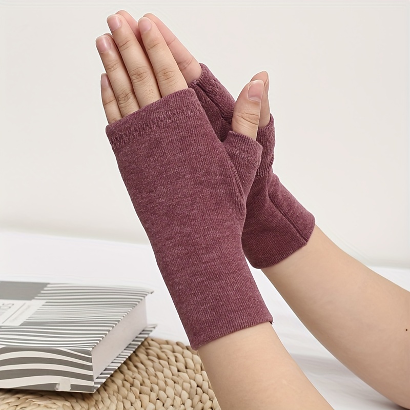 unisex warm fingerless gloves double layer thick fleece Temu