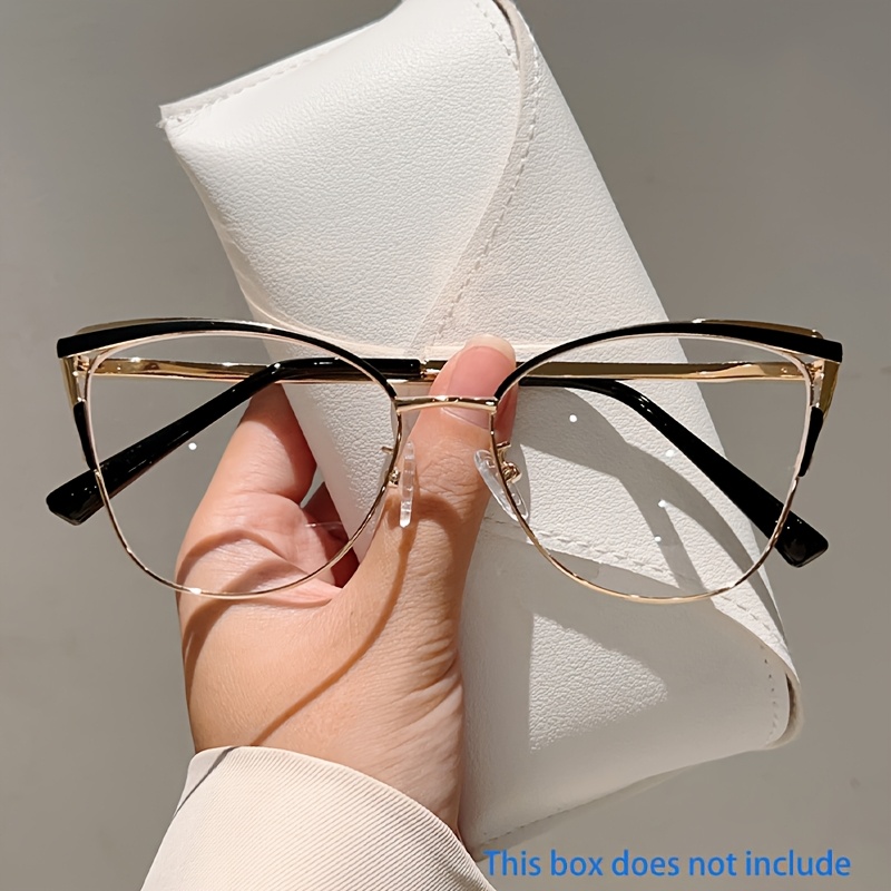 1pc Women Eye Shaped Glasses Fashion And Design Advanced Metal Frame Red Eyeglasses