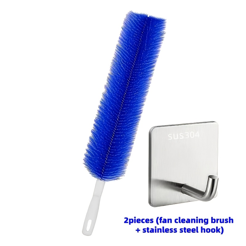 TEMU Lot de 2 pièces (Brosse de nettoyage pour ventilateur + Crochet) : Brosse de nettoyage pour ventilateur, Brosse à poussière flexible pour tous