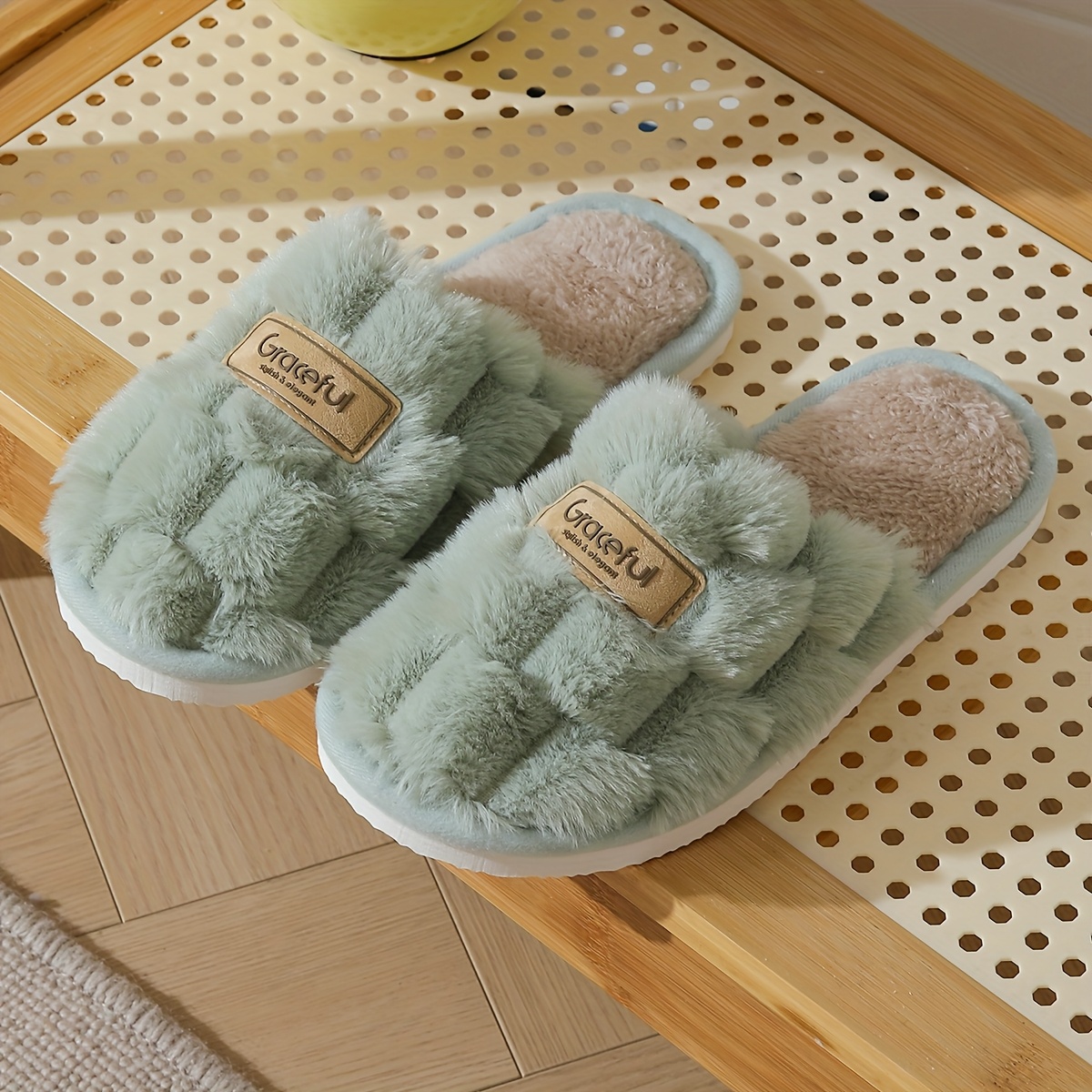 TEMU Women's Elegant Vertical Slip-on Slippers - Soft Fabric Upper & Eva Sole, , Shoes For Indoor/outdoor Use, Indoor Slippers, Minimalist Slipper