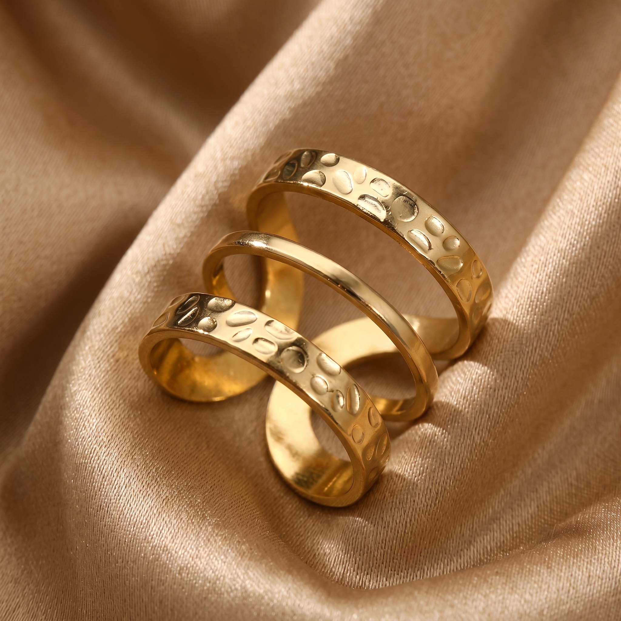 Hammered Dot Texture Open Ring for Women