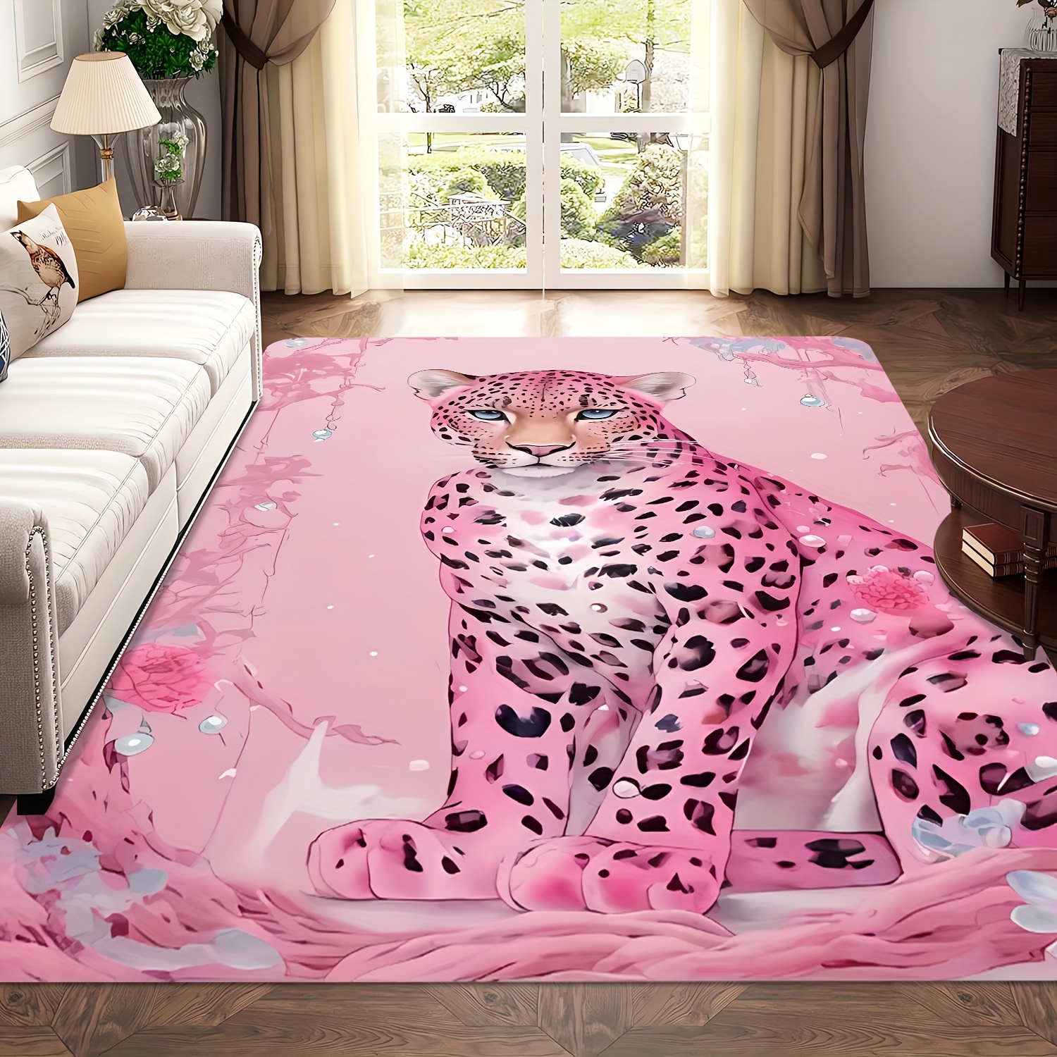 TEMU 1pc Of [ Product], Featuring A Leopard Pattern, Machine-washable Carpet Suitable For Living Rooms, Bedrooms, And Dining Rooms - Adds And To Home