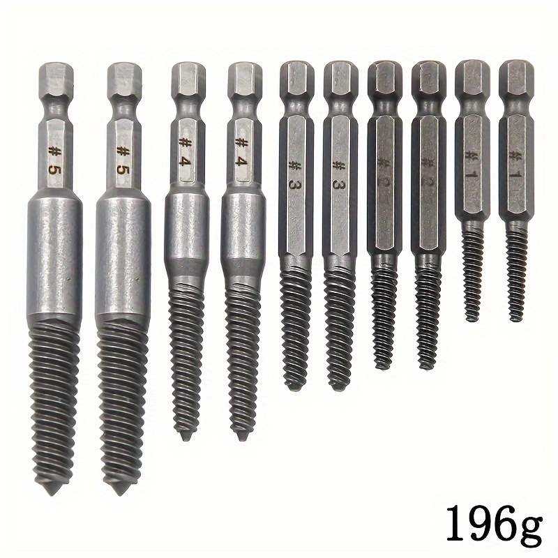 

10-piece Screw & Bolt Extractor Set, High-torque Hand Tap Remover Tools, Multi-sized Stripped Screw & Broken Bolt Extraction Kit, Manual Operation, No Electricity Needed