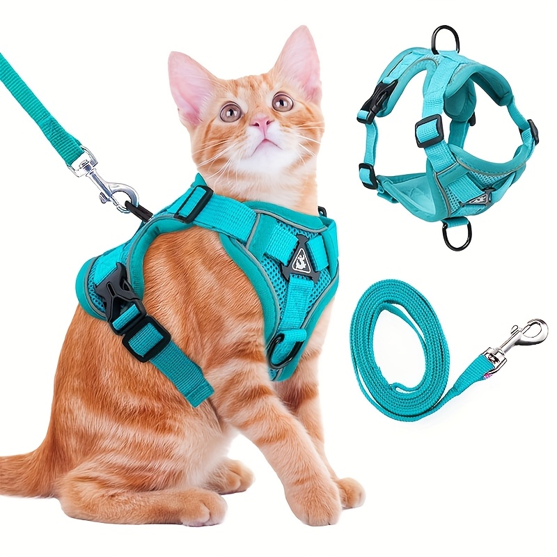 TEMU Harnais -fuite pour Chat Ajustable, Adapté à 95 Pays, Respirant et Réfléchissant, Laisse de Marche Facile à pour Chaton, Sécurité en Extérieur,